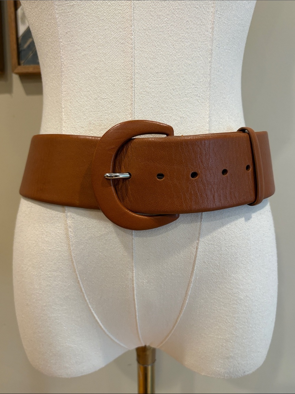Vintage Ralph Lauren Equestrian Tan Wide Leather Belt Made in Italy size Small